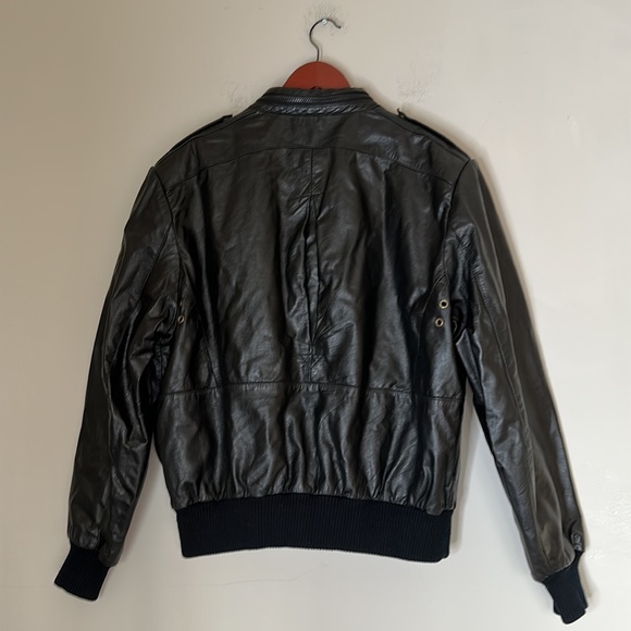 $1499 FURY Men’s Luxury Black Leather Bomber Utility Jacket Vest Coat size 44 - Picture 4 of 10